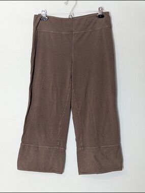 Neon Buddah Women's Chocolate Brown Stretch Knit Capri Pants Lagenlook